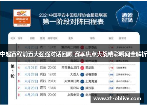 中超赛程前五大强强对话回顾 赛季焦点大战精彩瞬间全解析