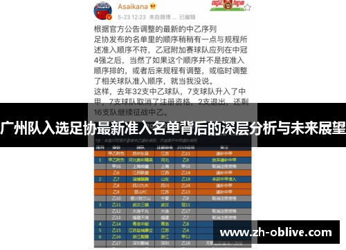 广州队入选足协最新准入名单背后的深层分析与未来展望