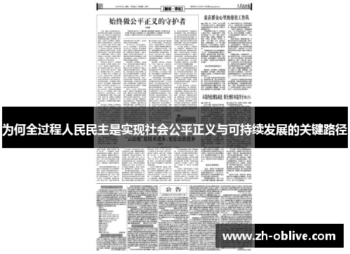 为何全过程人民民主是实现社会公平正义与可持续发展的关键路径