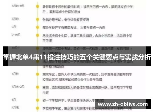 掌握北单4串11投注技巧的五个关键要点与实战分析